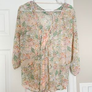 Lauren Conrad Small S Floral Top Pink Peach Blush